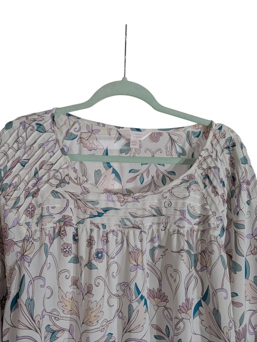 Lauren Conrad XXL Floral Peasant Blouse | Romantic Cottagecore Boho Top - Picture 3 of 9